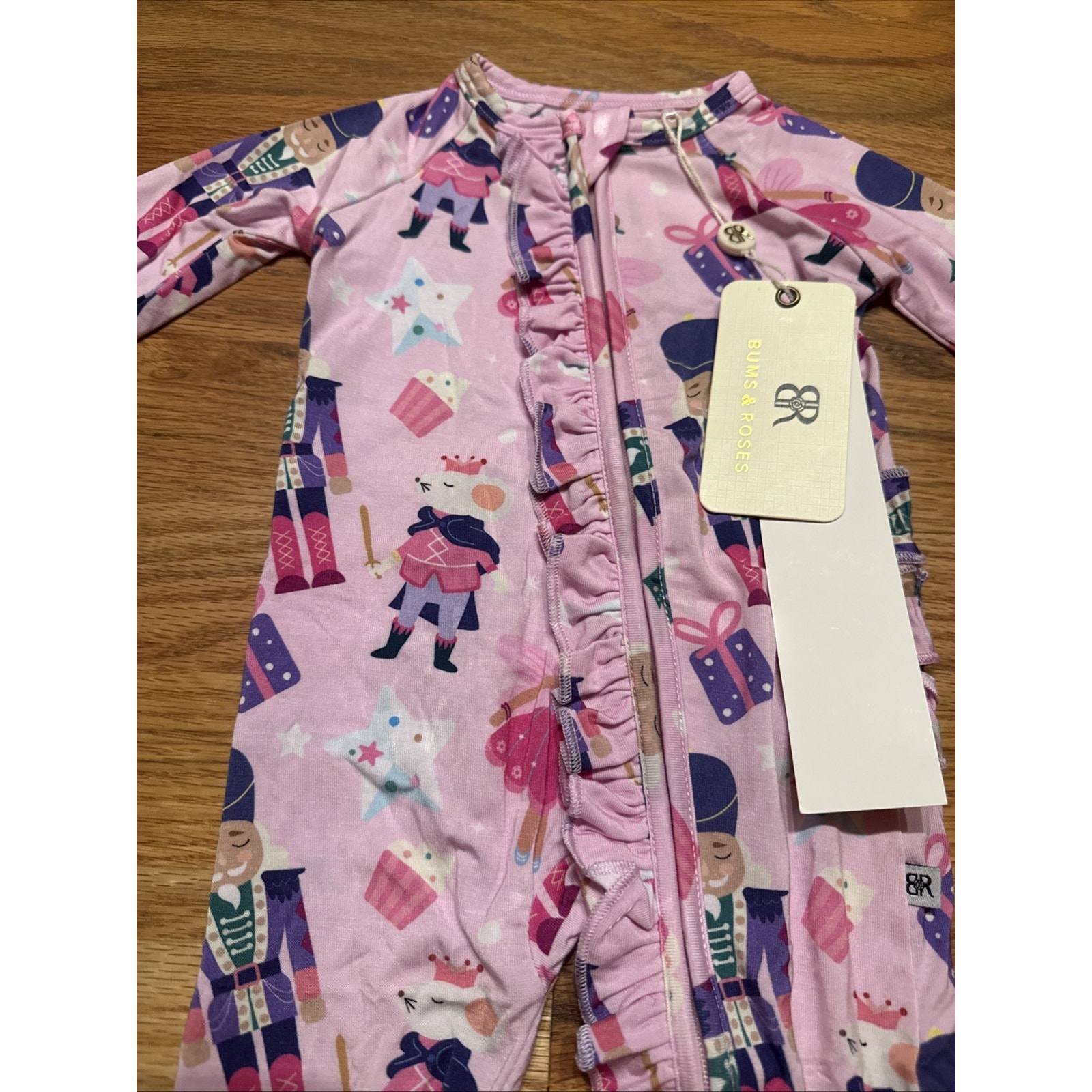 Bums & Roses 3-6 Months Convertible Ruffle Romper Nutcracker Christmas Bamboo — image 3 of 8